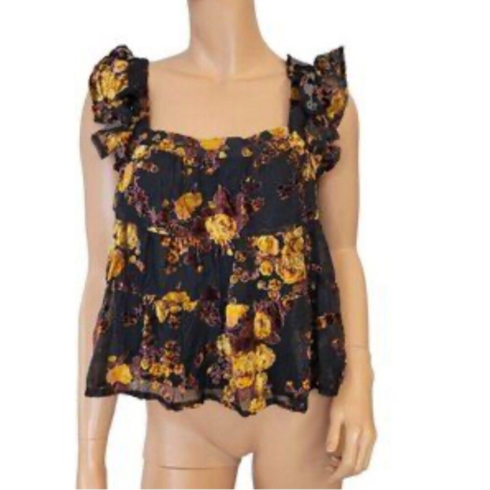 blue rain Womens Medium Velvet Zeta Burnout Babydoll Shirt Tank Whimsigoth